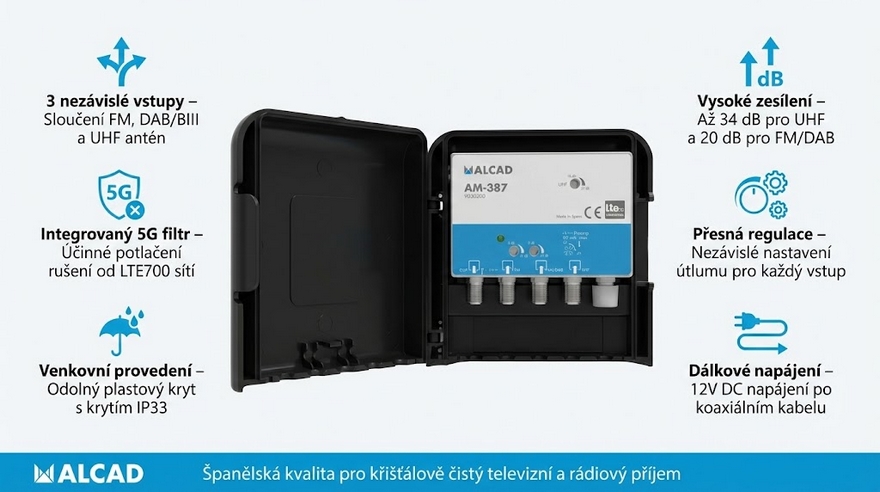 Alcad AM - 387 zesilovač / FM / DAB-BIII / UHF / LTE700